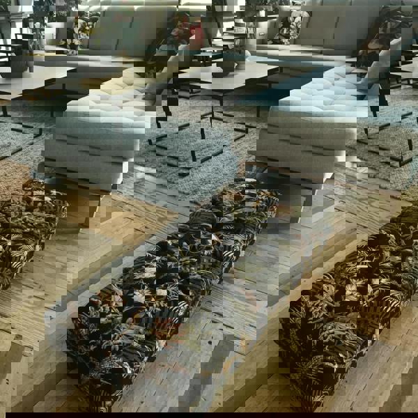 Large flat top tufted footstool UK handmade
