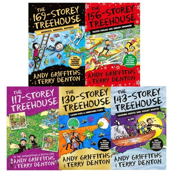 The Treehouse Storey 5 Book Set by Andy Griffiths & Terry Denton - 169, 156, 143, 130  117 Storey