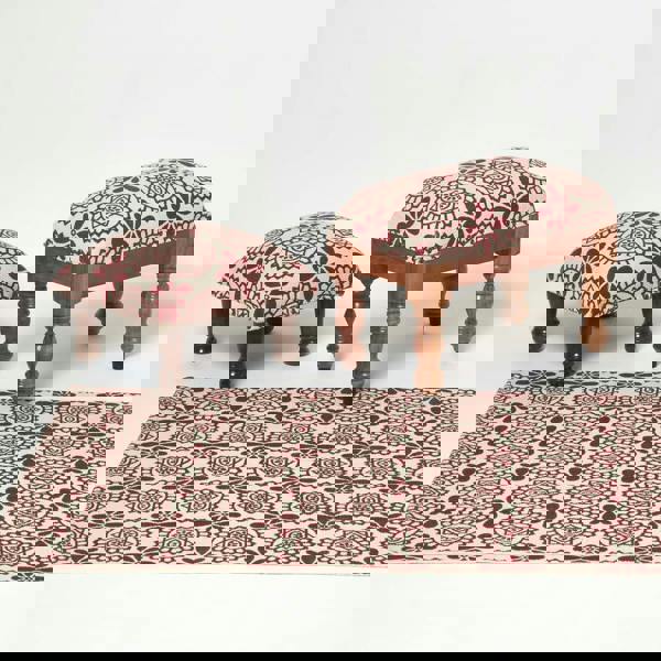 HOMESCAPES Cassia Red Geometric Footstool