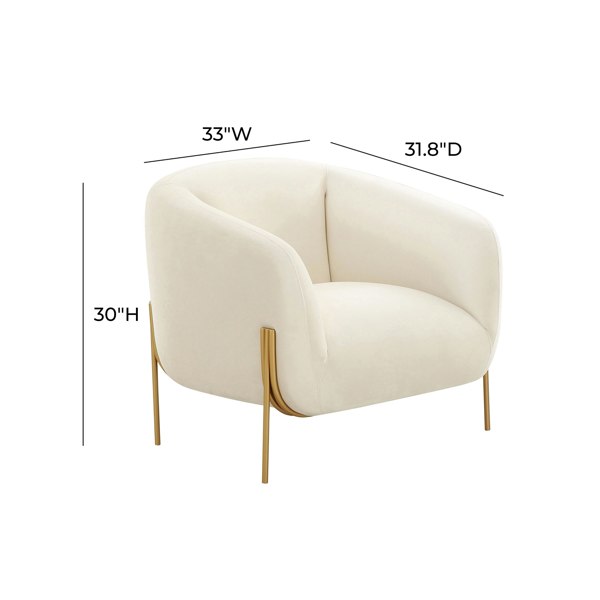 Furniture Edit Kandra Cream Velvet Accent Occasional Chair