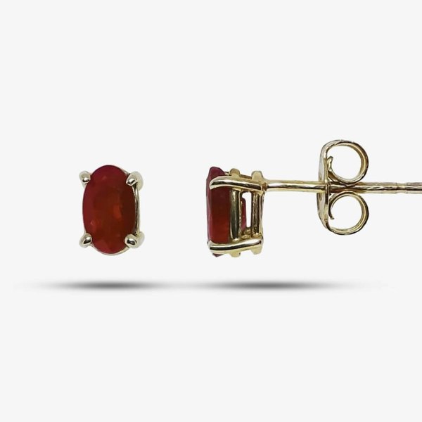 T. H. Baker 9ct Yellow Gold Oval Ruby Stud Earrings G40-5481-05