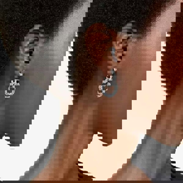 Swarovski Dextera White Interlocking Loop Rhodium Plated Earrings 5671807