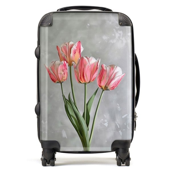 Warren Reed Painted Pink Tulips Suitcase