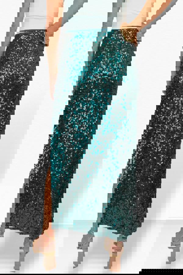 Paulo Due Women's Sequin Maxi Skirt with Side Slit