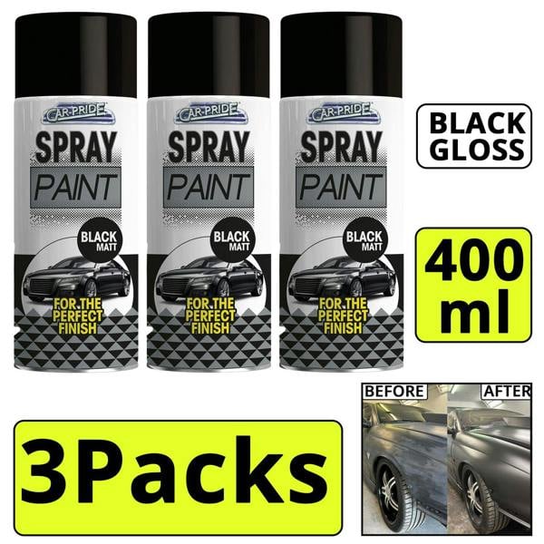 Carpride 3X Matt Black Car Spray Paint 400ml