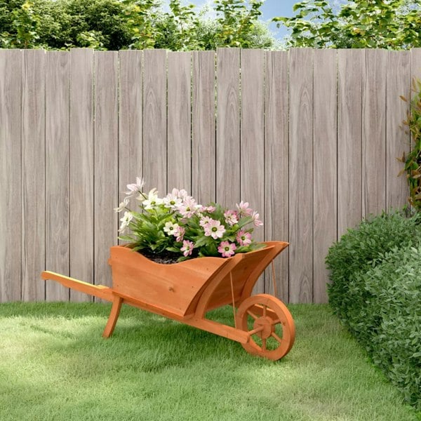 Berkfield Wheelbarrow Planter 128x45.5x43 cm Solid Wood Fir