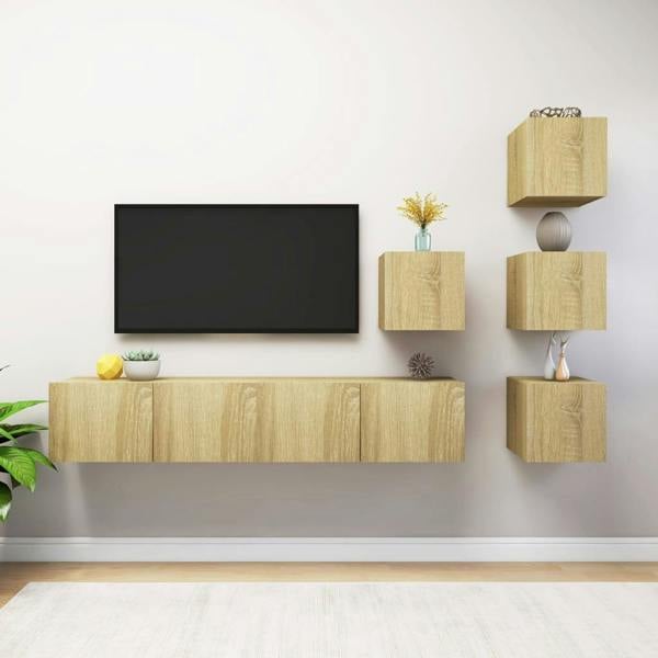 Berkfield 6 Piece TV Cabinet Set Sonoma Oak Engineered Wood