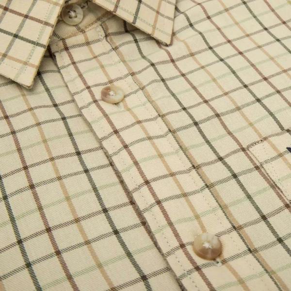 Close-up of Hoggs of Fife fleece-lined shirt showing soft inner microfleece and check outer fabric, designed for warmth in rural settings