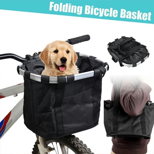 Havendro Bicycle Front Basket Foldable Bike Handlebar Bag Pet Carrier Frame Storage Pack
