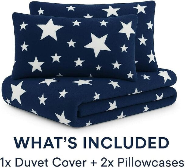 Night Zone Teddy Star Fleece Duvet Cover Set – Soft Cosy Kids Teddy Bear Bedding