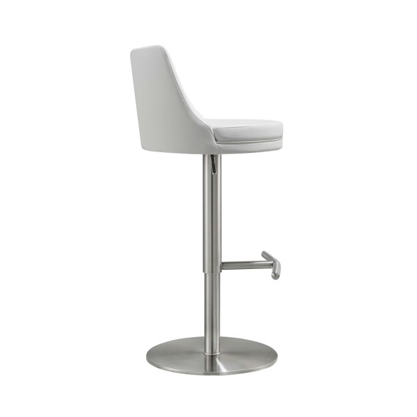 Furniture Edit Reagan White and Silver Adjustable Bar Stool