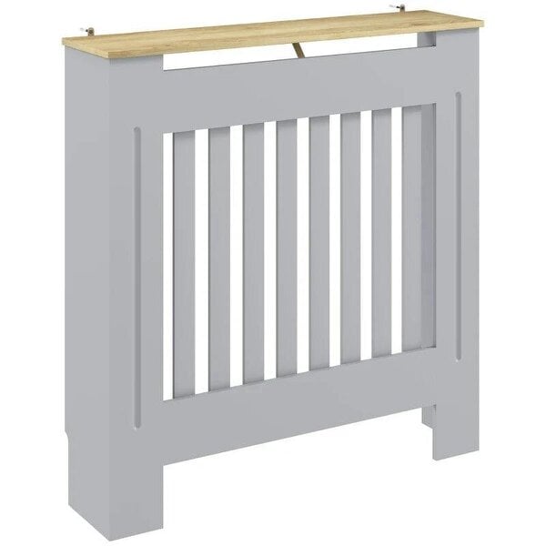 Bobobiy Heater Cover, Radiator Cover Slatted Painted MDF Lined Grill Grey, 78W x 19D x 81H cm