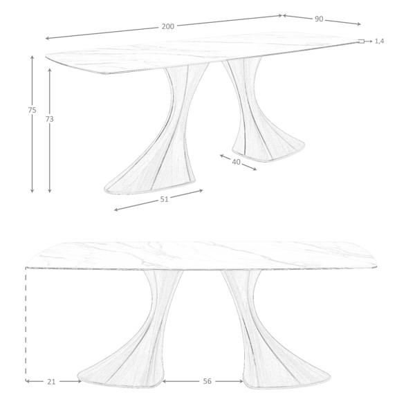 Angel Cerdá Barrel-shaped oval dining table with porcelain marble and walnut 1174