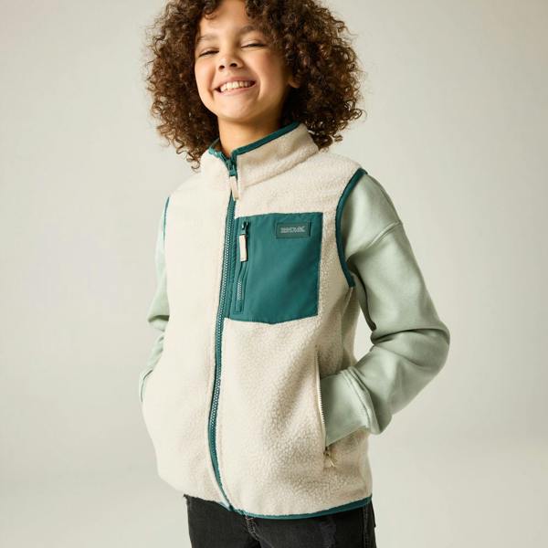 Regatta Childrens/Kids Frankie Fleece Body Warmer - Light Vanilla/Mediterranea - 