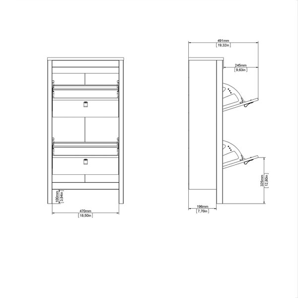 Wyld Haus Gossmere Matt Black Shoe Cabinet 2 Doors