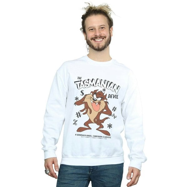 Looney Tunes Mens Tasmanian Devil Vintage Cotton Sweatshirt - White