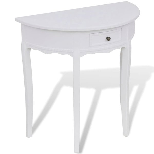 Berkfield Console Table with Drawer Half-round White