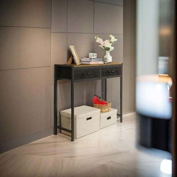 Modcraft Slim Console Table with 2 Non-Woven Drawers