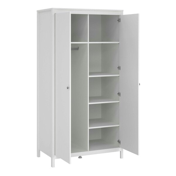 Wyld Haus Gossmere White Wooden Wardrobe 2 Doors Silver Handles
