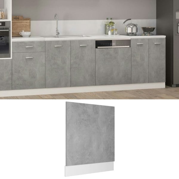 Berkfield Dishwasher Panel Concrete Grey 59.5x3x67 cm Engineered Wood