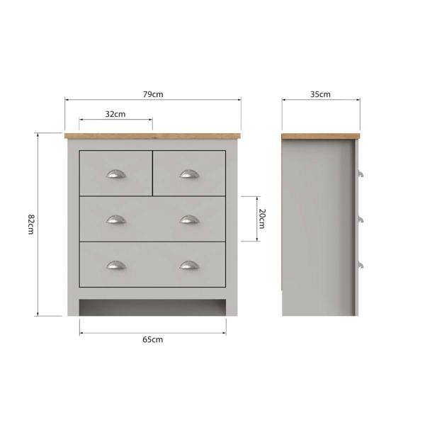 Timber Art Design Lisbon Bedroom Chest of Drawers 4 Drawer Storage Cabinet Furniture