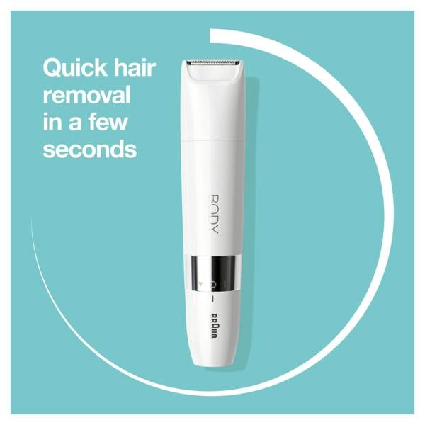Braun Body Mini Trimmer BS1000, Electric Body Hair Removal for Women and Men, White