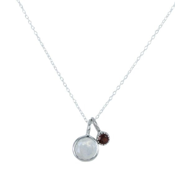 Reeves & Reeves Sterling Silver Iris Moon and Garnet Necklace