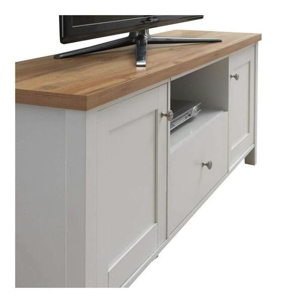 Timber Art Design Astbury TV Unit Stand Media Cabinet 2 Doors + Drawer White & Oak