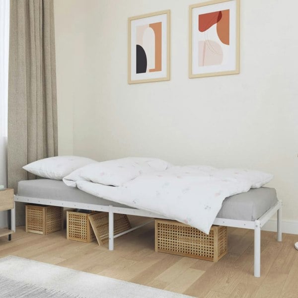 Berkfield Metal Bed Frame White 75x190 cm 2FT6 Small Single