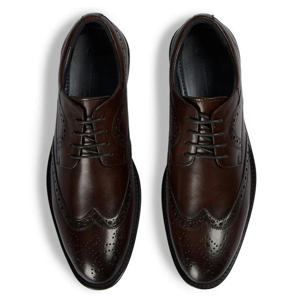 Paul Andrew Cambridge - Men's Dark Brown Wingtip Brogue Derby Shoes
