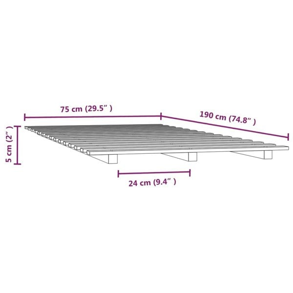 Berkfield Bed Frame 75x190 cm 2FT6 Small Single Solid Wood Pine