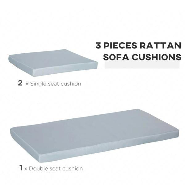 Grey sofa cushion set with one double and two single seat cushions