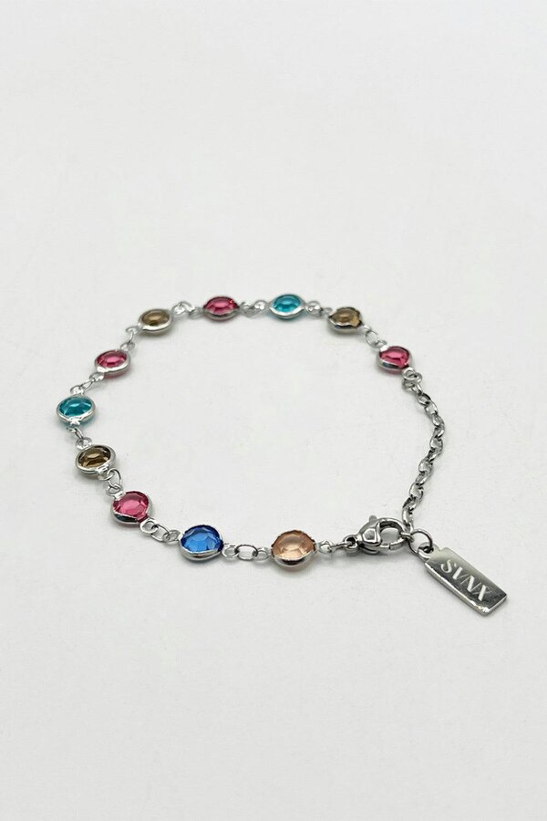 SVNX Round Crystal Necklace and Bracelet Set in Multi - Gift Boxed