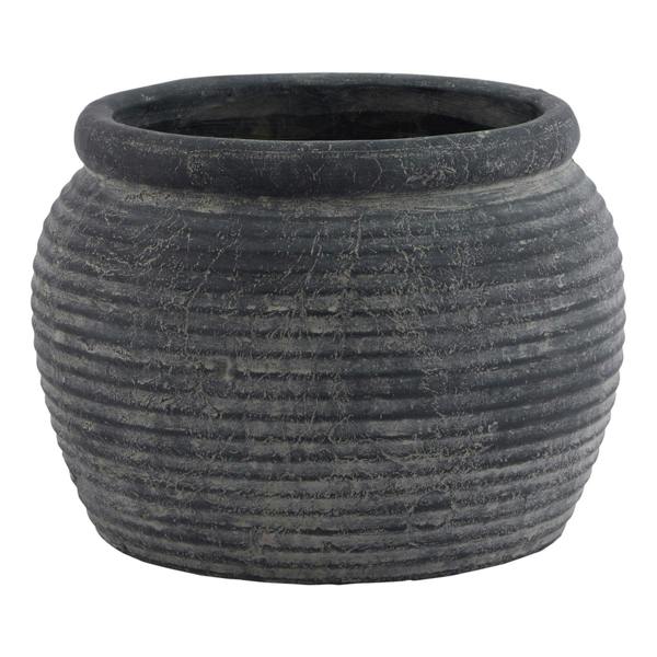 Hill Interiors Amalfi Rounded Rim Plant Pot - Grey - 