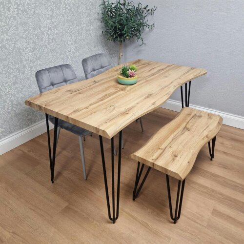 Kosy Koala Modern Dining Table Set With Bench And 2 Grey Velvet Chairs Kitchen Dining Room Furniture