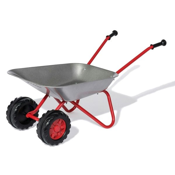 Rolly Child's Silver Metal wheelbarrow With Double Front Wheel