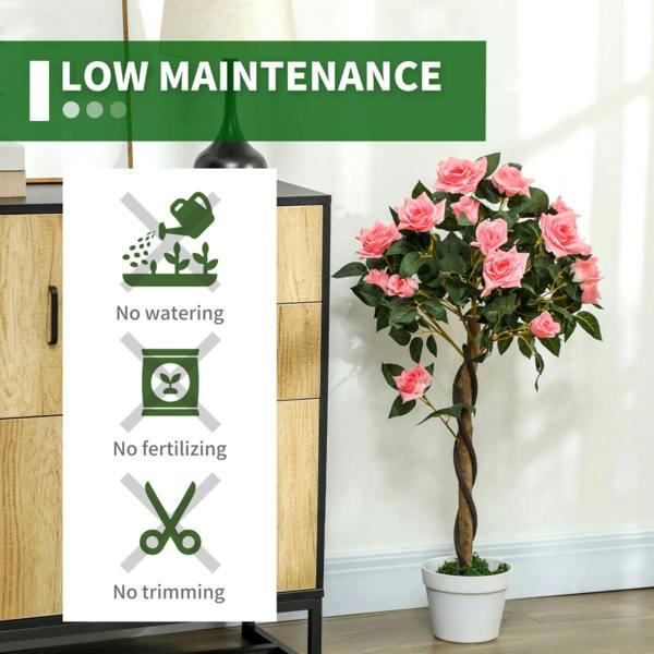 Dyzi Set of 2 90cm Artificial Rose Trees Potted Decorative Plants