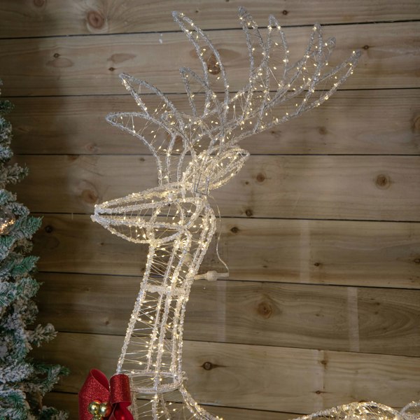 Samuel Alexander 1.48m Light up Acrylic Christmas Deer Decoration with Red Bow and 940 Warm White LEDs