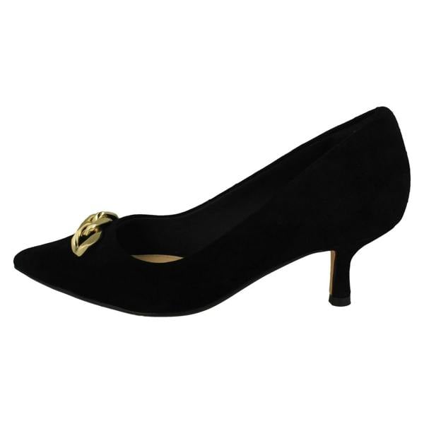 Clarks Ladies Clarks Chain Detailed Kitten Heeled Shoes Violet55 Trim