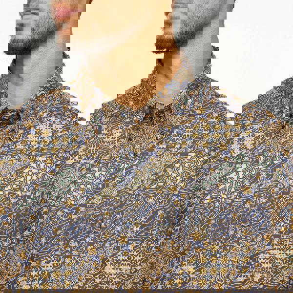 Gabicci V55GW11 Mens Oliver Long Sleeve Printed Woven Shirt Gabicci Vintage - NAVY