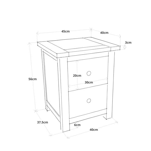 Cabinet Bits Argenta 2 Drawer Bedside Table