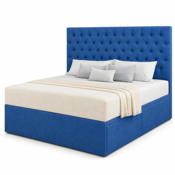 Great British Beds Chesterfield Divan Bed - Blue Plush