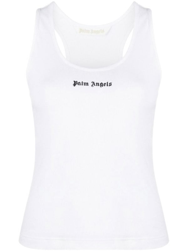 Palm Angels Classic Logo Rib Tank Top White - Supplied FashionPALM ANGELS