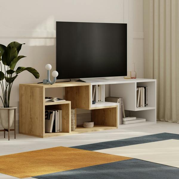 Decortie Modern Glis Corner TV Unit Versatile Design for TVs Up to 35 Inches Adjustable TV Shelf Media Centre