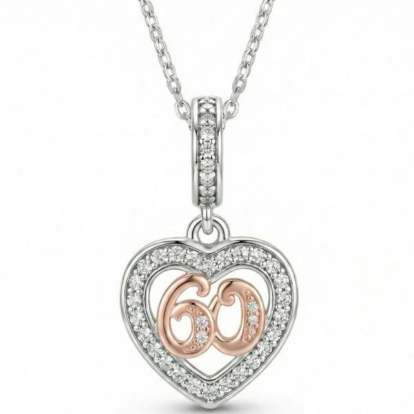 Parus Home Sterling Silver 60th Birthday Heart Keepsake Necklace