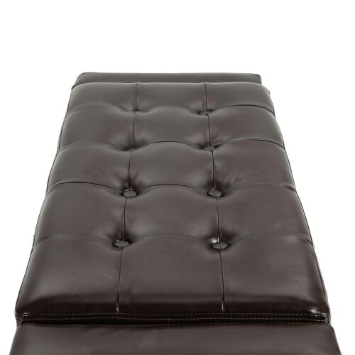 Wyld Haus Rira Faux Leather Brown Storage Ottoman Bench With Diamond Tufted Seat
