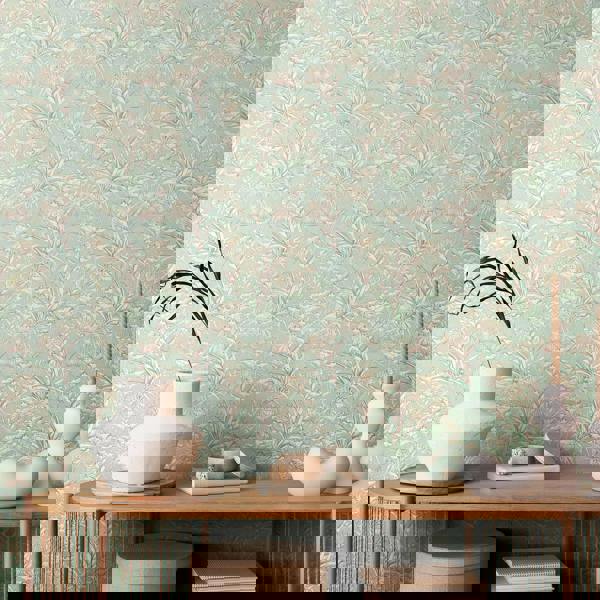 Hoopla Walls Tropical Canopy - Duck Egg Mix 10m Wallpaper