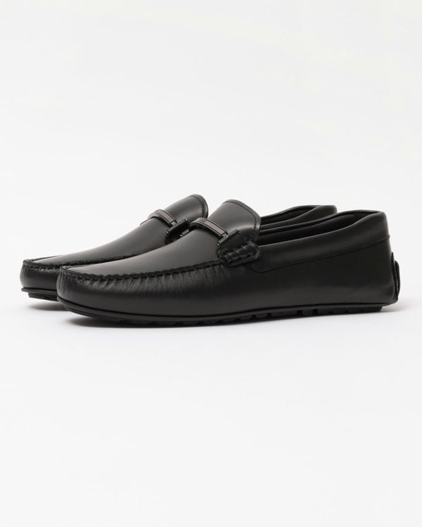 BOSS Orange Noel Mens Leather Loafers with Branded Hardware - Black 001