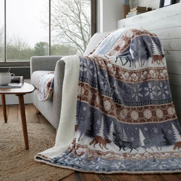 Warm Alaska Sherpa Fleece Throw - Happy Linen Company