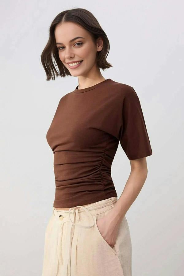Wardrobe Essentials Fitted Short Sleeve Stretch Knit T-Shirt